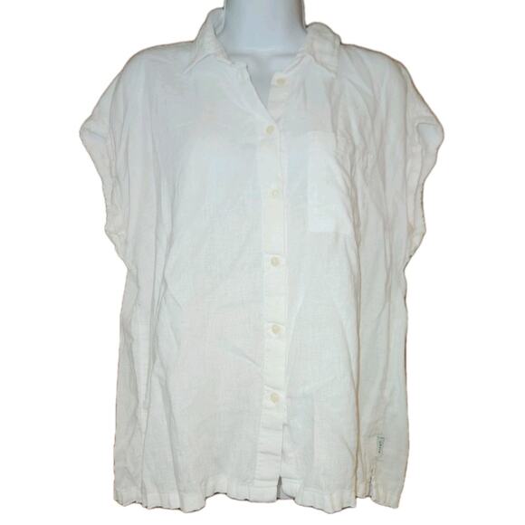 Orvis Tops - Orvis Classic Collection Womens White Linen Blend Short Sleeve Top Sz M